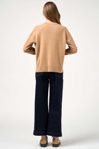 College Sweater in Camel Black Stripe
