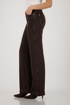 Contrast Seam Jeans in Dark Chocolate