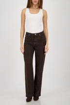 Contrast Seam Jeans in Dark Chocolate