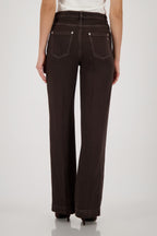 Contrast Seam Jeans in Dark Chocolate