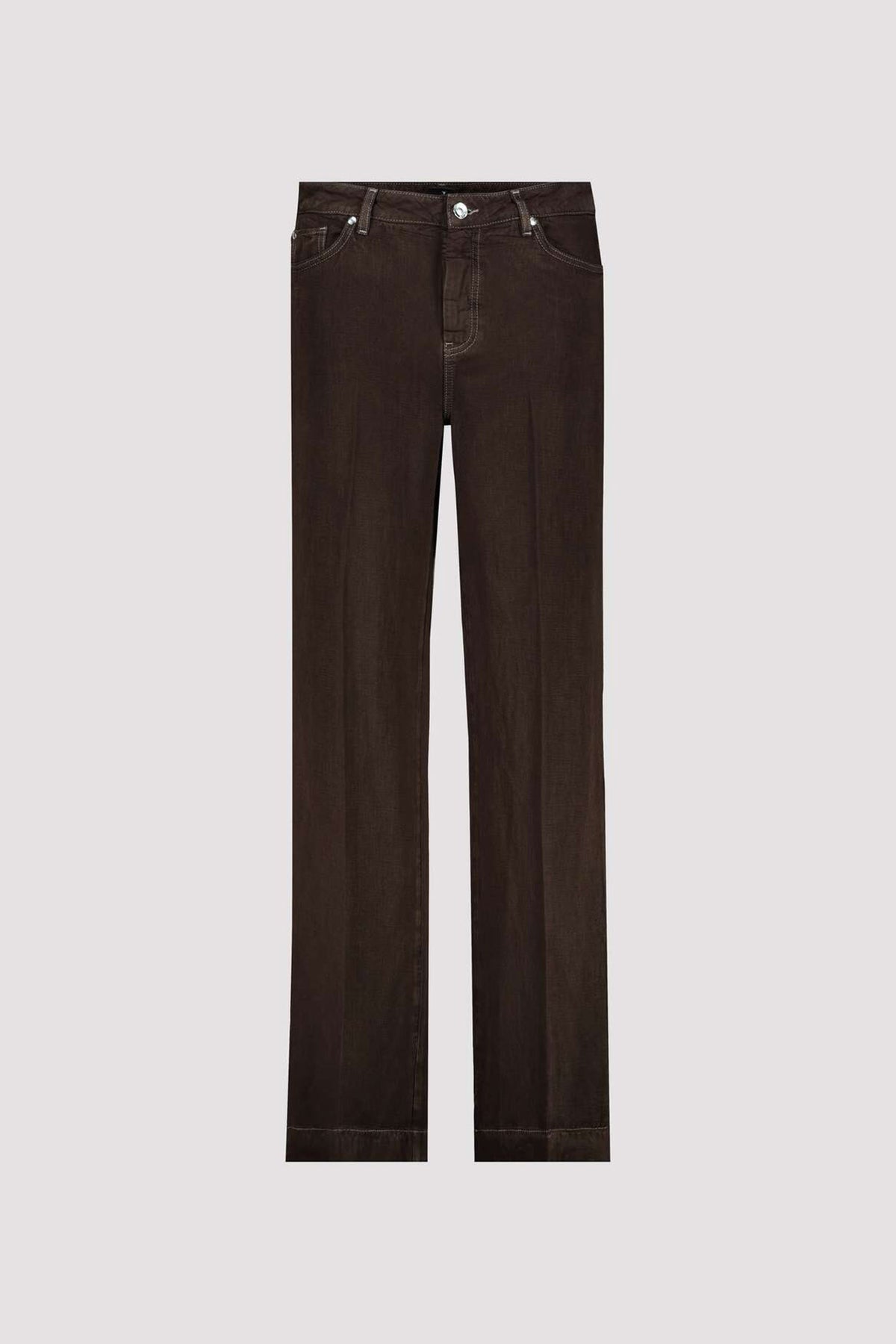 Contrast Seam Jeans in Dark Chocolate