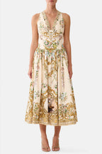 Corset Waist Midi Dress in A Certain Je Ne Sais Quoi