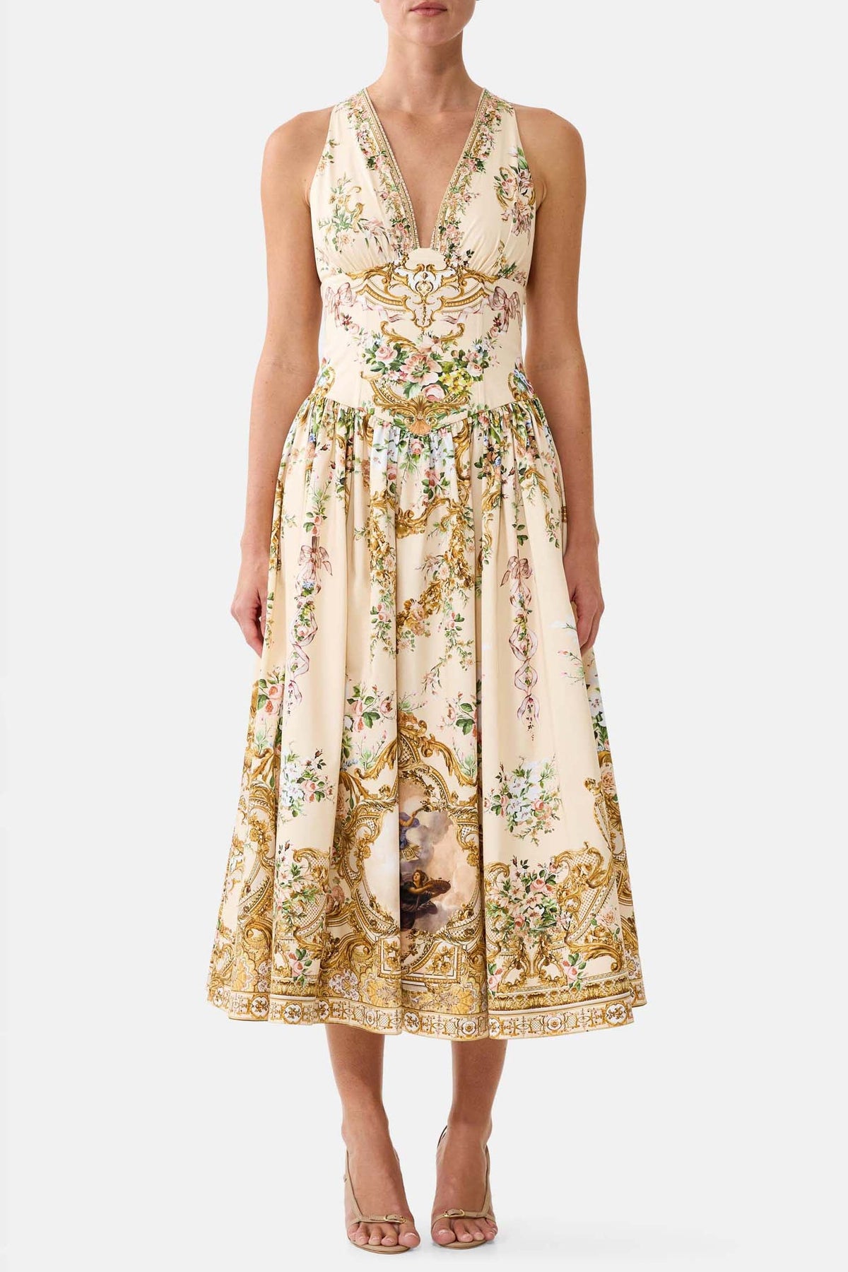 Corset Waist Midi Dress in A Certain Je Ne Sais Quoi
