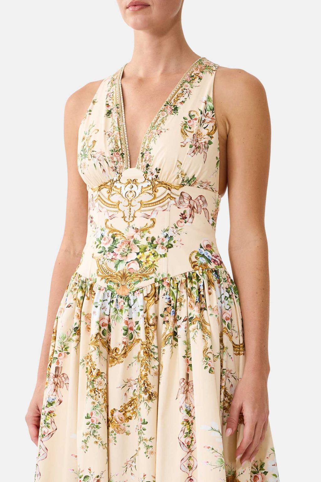 Corset Waist Midi Dress in A Certain Je Ne Sais Quoi