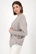 Cosy Knit Cardi w Sequins in Oyster Grey