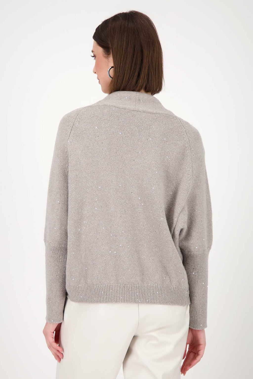 Cosy Knit Cardi w Sequins in Oyster Grey