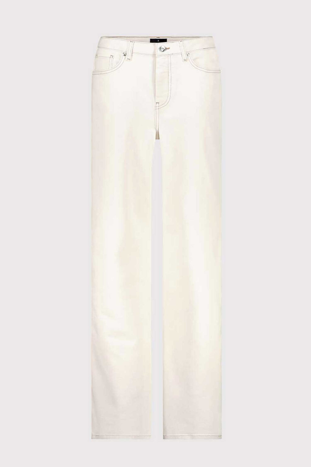 Flare Contrast Seam Jean in Beige
