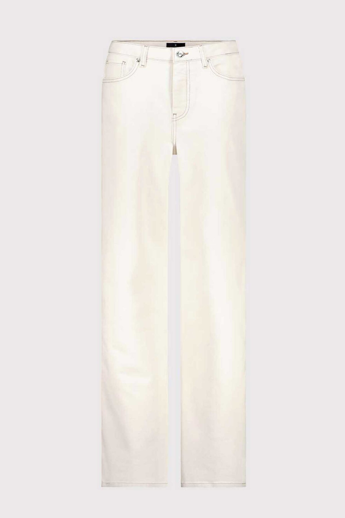 Flare Contrast Seam Jean in Beige