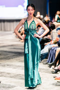Crochet Cameo Dress in Bottle Green