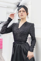 Crop Sequin Jacket in Black
