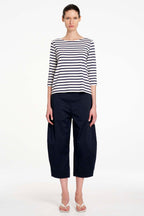Crop Barrel Pant in Navy