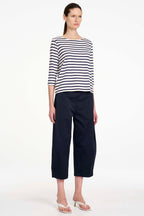 Crop Barrel Pant in Navy