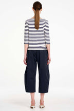 Crop Barrel Pant in Navy