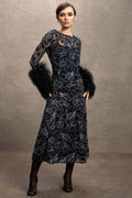 Cynthia Midi in Black & Navy Floral