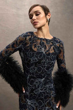 Cynthia Midi in Black & Navy Floral