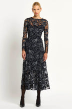 Cynthia Midi in Black & Navy Floral