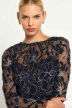 Cynthia Midi in Black & Navy Floral