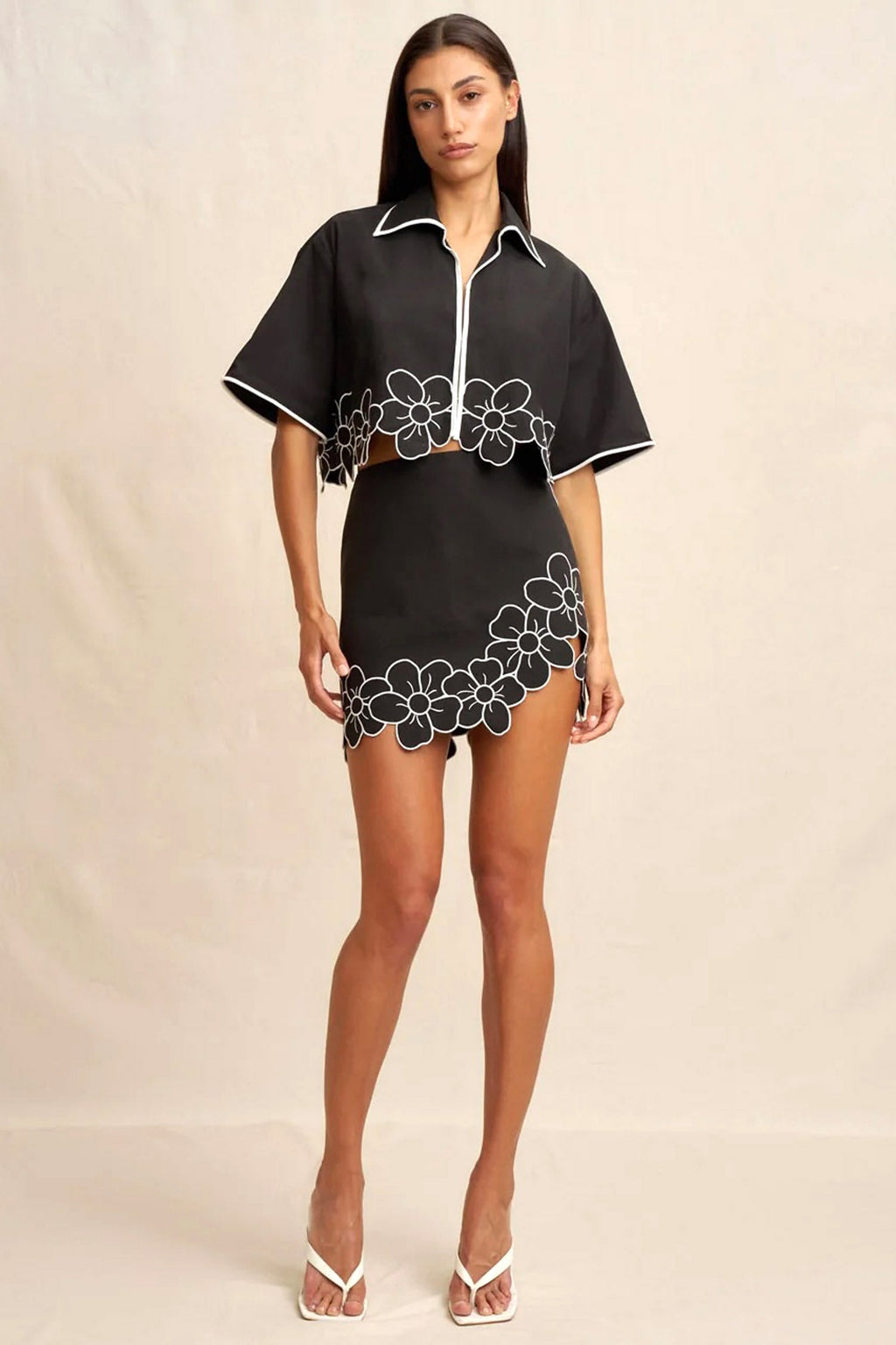 Dahlia Crop Shirt in Black