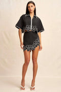 Dahlia Crop Shirt in Black
