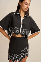 Dahlia Crop Shirt in Black