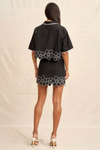 Dahlia Crop Shirt in Black