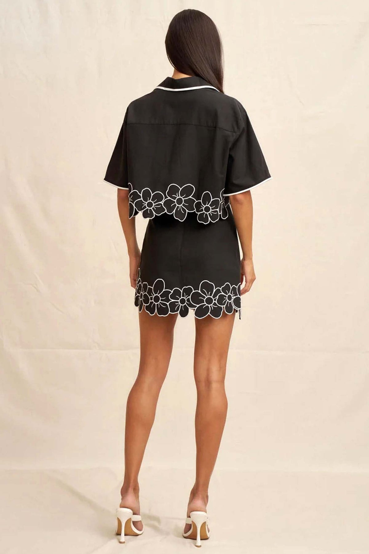 Dahlia Crop Shirt in Black