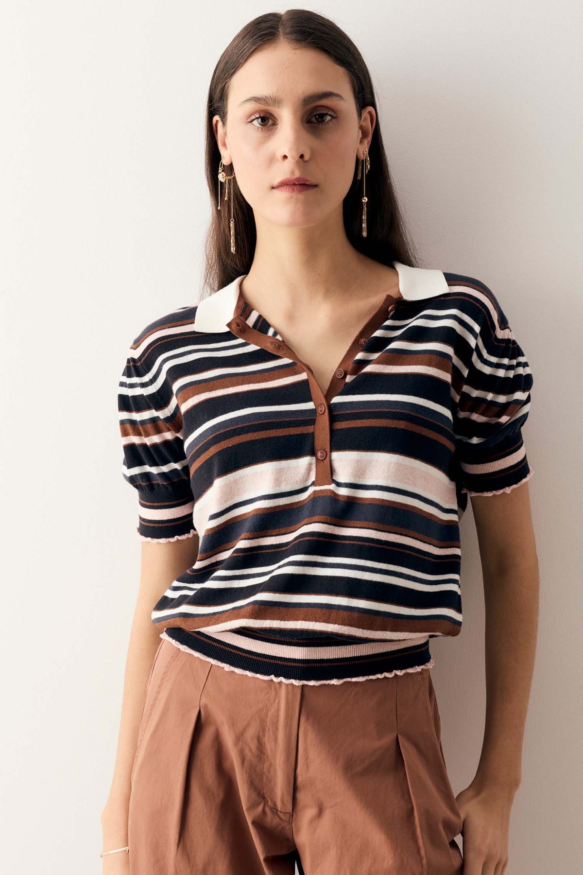 Dahlia Knit Polo in Multistripe
