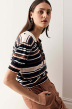 Dahlia Knit Polo in Multistripe
