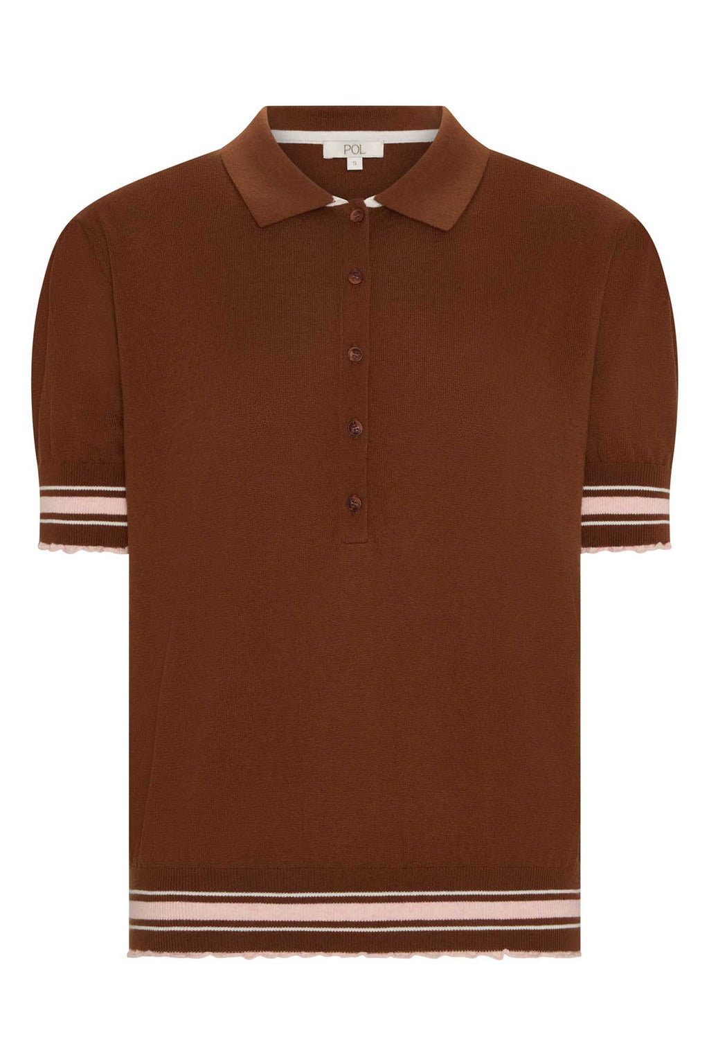 Dahlia Knit Polo in Toffee/Pink