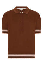 Dahlia Knit Polo in Toffee/Pink