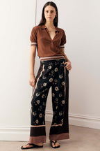 Dahlia Knit Polo in Toffee/Pink