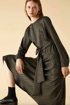 Daino Printed Twill Dress in Khaki | FINAL SALE
