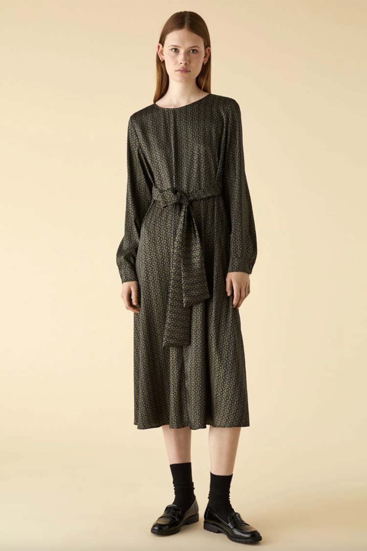 Daino Printed Twill Dress in Khaki | FINAL SALE