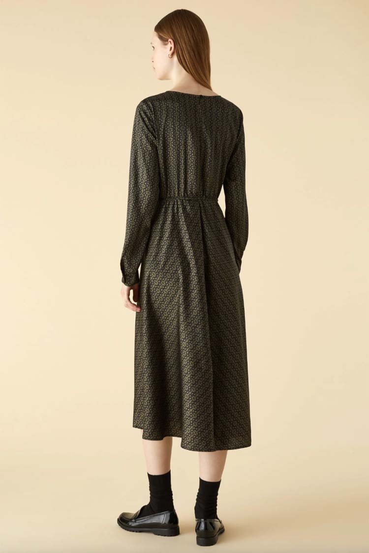 Daino Printed Twill Dress in Khaki | FINAL SALE