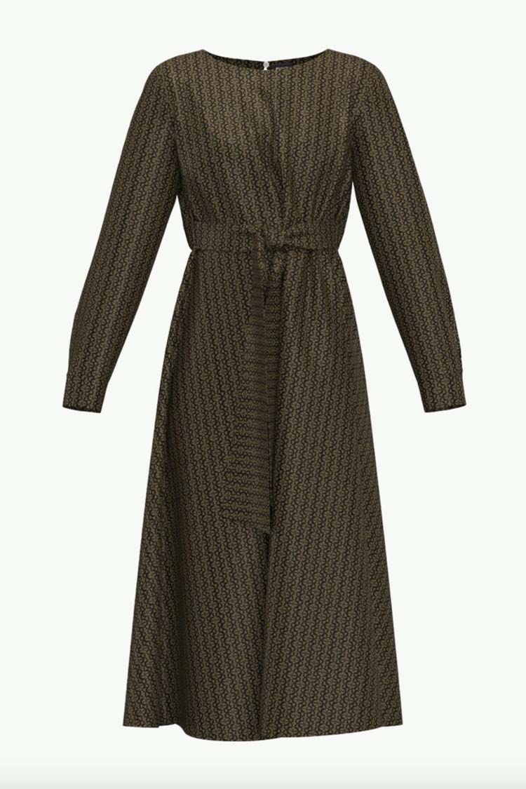 Daino Printed Twill Dress in Khaki | FINAL SALE