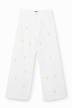Daisy Cropped Culotte Jeans in White | FINAL SALE