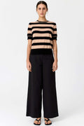 Darcey Stripe Knit Tee in Black/Pink