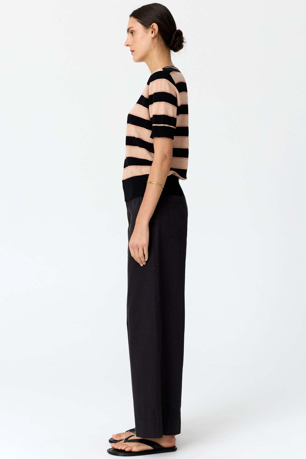 Darcey Stripe Knit Tee in Black/Pink