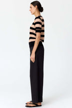 Darcey Stripe Knit Tee in Black/Pink