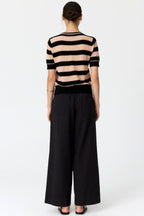 Darcey Stripe Knit Tee in Black/Pink