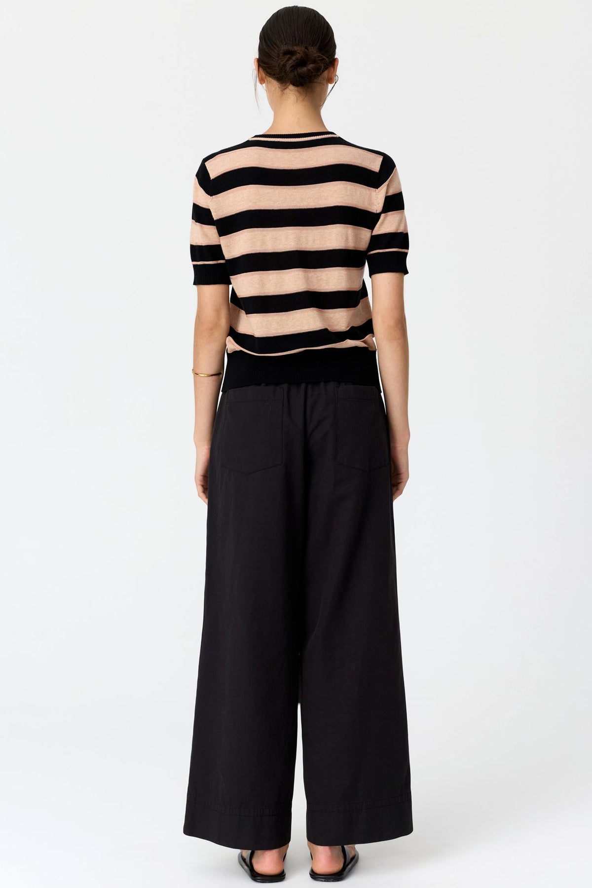 Darcey Stripe Knit Tee in Black/Pink