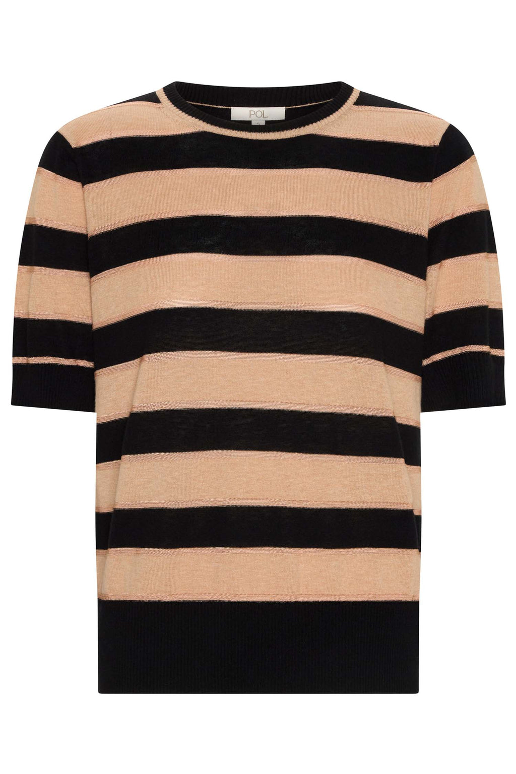 Darcey Stripe Knit Tee in Black/Pink