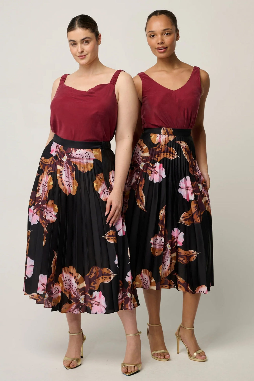 Delray Reversible Cupro Cowl & V Neck Cami in Ruby
