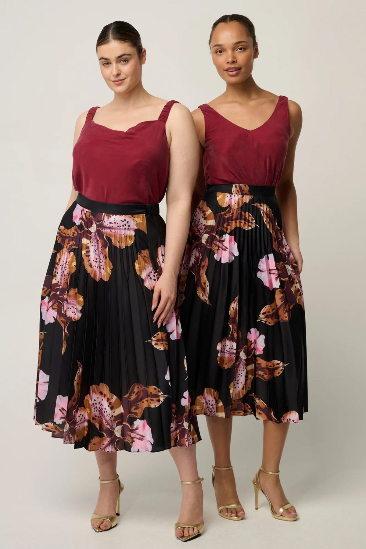 Delray Reversible Cupro Cowl & V Neck Cami in Ruby