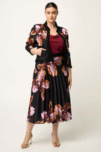 Delray Reversible Printed Placement Embroidered Jacket in Sunet Orchid/ Noir Orchid