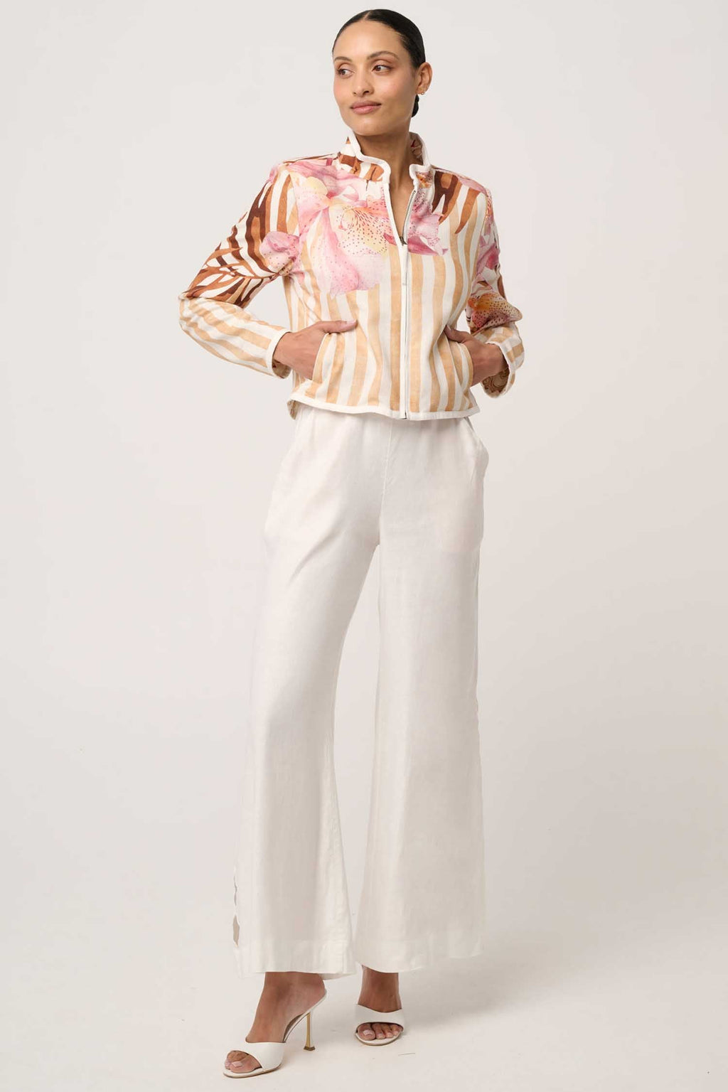 Delray Reversible Printed Jacket in Golden Promenade/ Gilded Frond