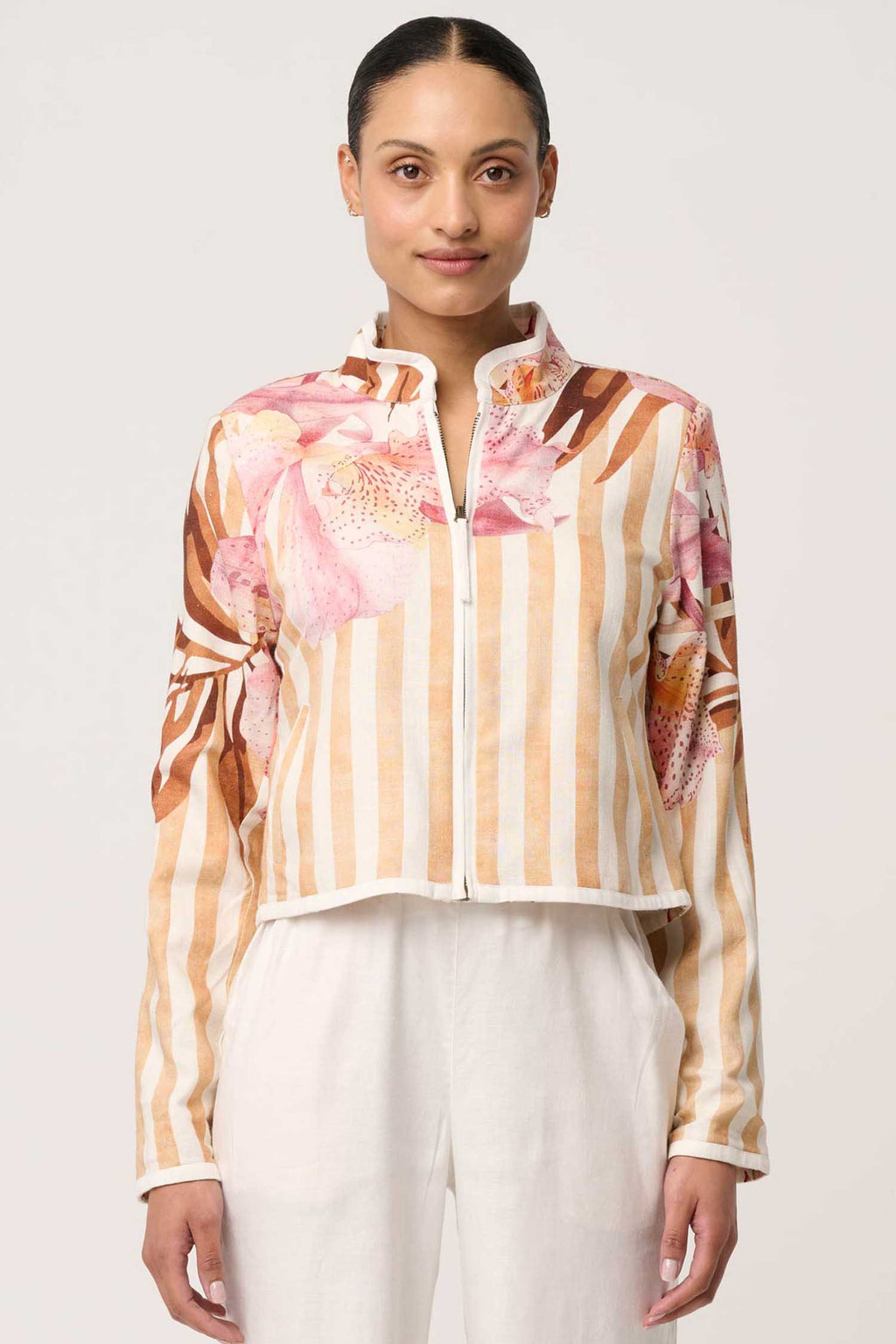 Delray Reversible Printed Jacket in Golden Promenade/ Gilded Frond