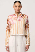 Delray Reversible Printed Jacket in Golden Promenade/ Gilded Frond