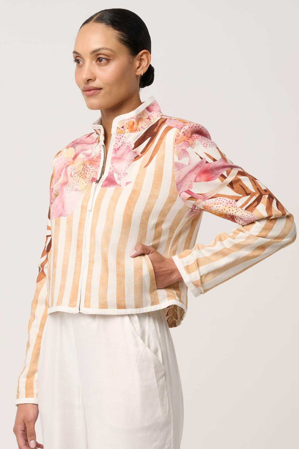Delray Reversible Printed Jacket in Golden Promenade/ Gilded Frond