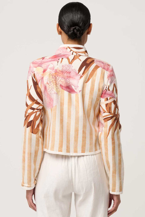 Delray Reversible Printed Jacket in Golden Promenade/ Gilded Frond
